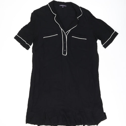 Marks and Spencer Womens Black Viscose Shift Size 14 V-Neck Button