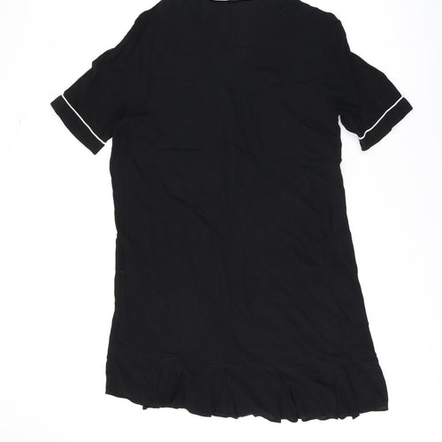 Marks and Spencer Womens Black Viscose Shift Size 14 V-Neck Button