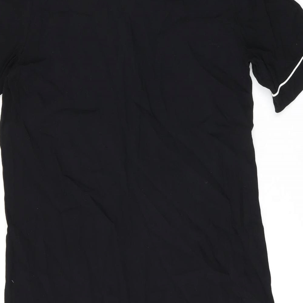 Marks and Spencer Womens Black Viscose Shift Size 14 V-Neck Button