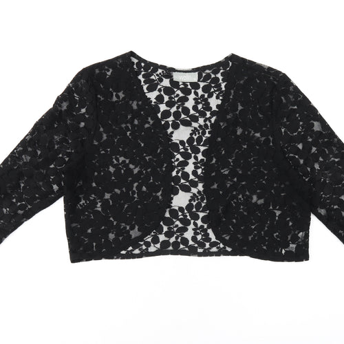 Wallis Womens Black V-Neck Floral Polyester Cardigan Jumper Size M