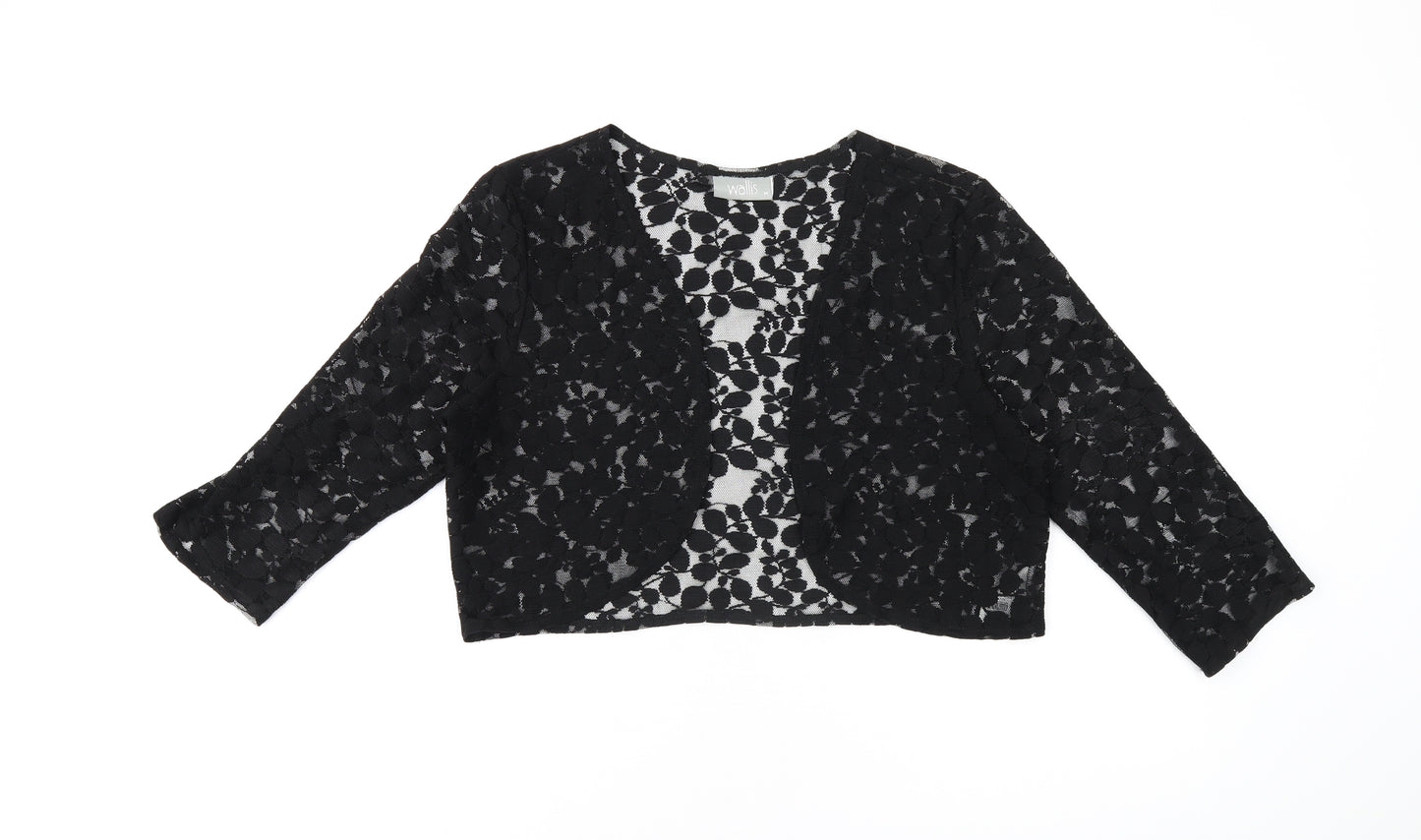 Wallis Womens Black V-Neck Floral Polyester Cardigan Jumper Size M