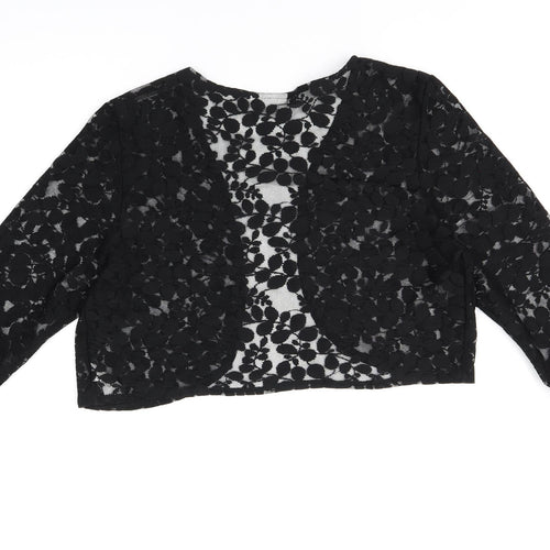 Wallis Womens Black V-Neck Floral Polyester Cardigan Jumper Size M