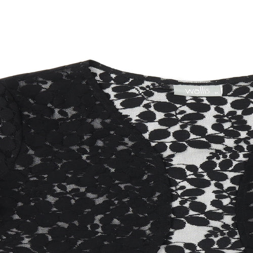 Wallis Womens Black V-Neck Floral Polyester Cardigan Jumper Size M