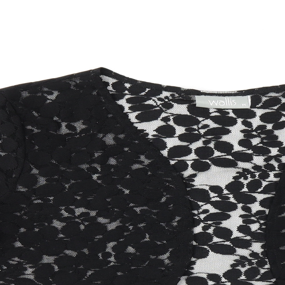 Wallis Womens Black V-Neck Floral Polyester Cardigan Jumper Size M