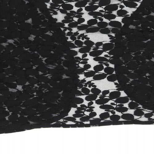 Wallis Womens Black V-Neck Floral Polyester Cardigan Jumper Size M