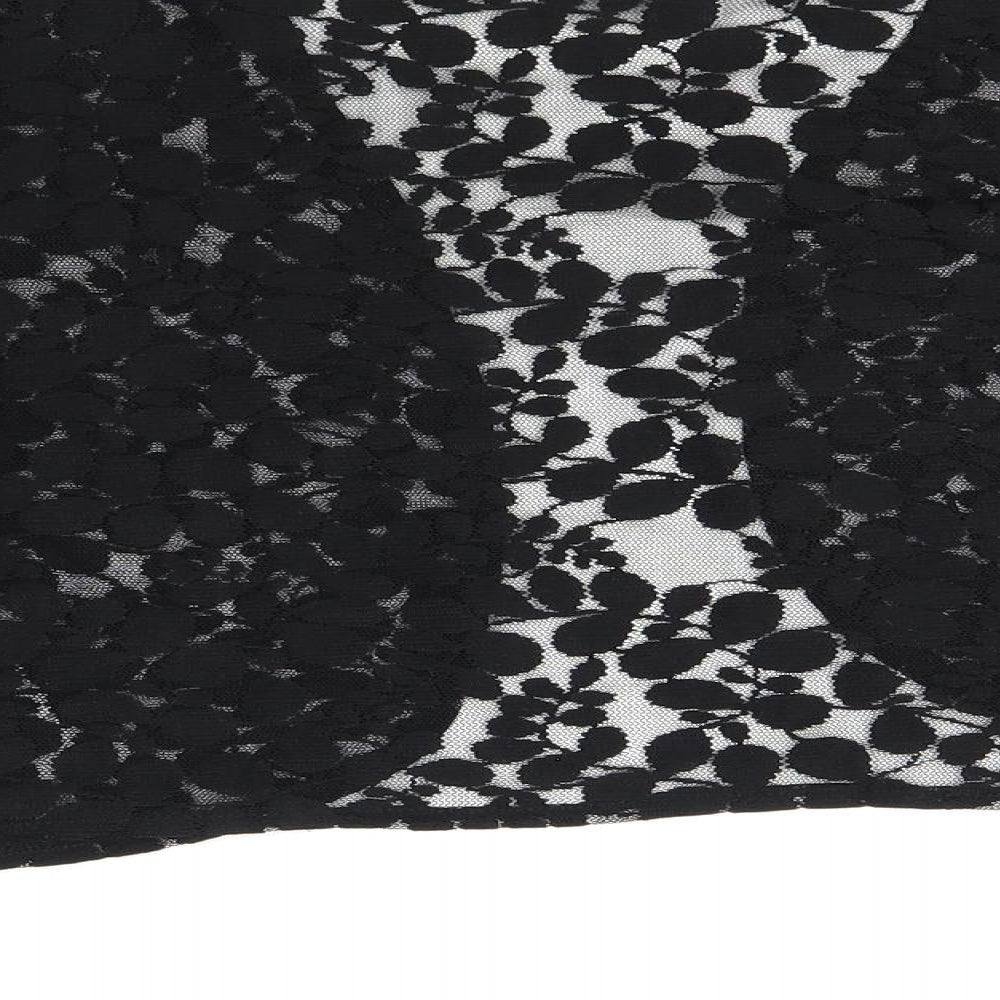 Wallis Womens Black V-Neck Floral Polyester Cardigan Jumper Size M