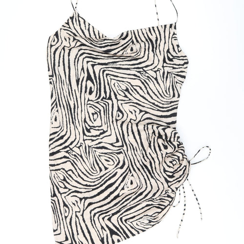 Topshop Womens Beige Animal Print Polyester Mini Size 12 Cowl Neck Pullover