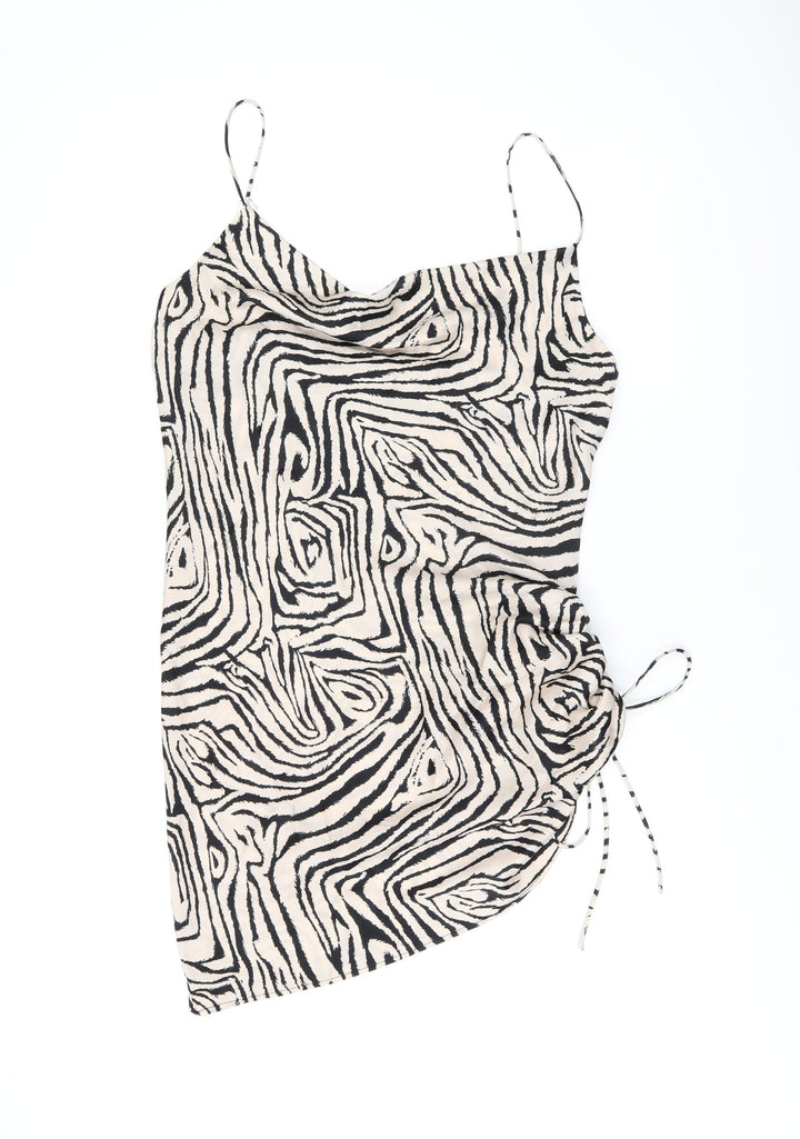 Topshop Womens Beige Animal Print Polyester Mini Size 12 Cowl Neck Pullover