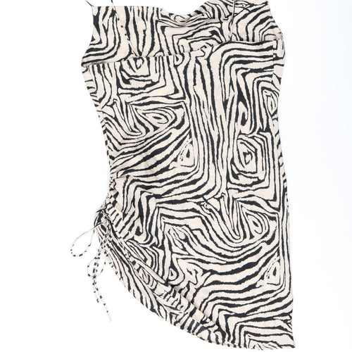 Topshop Womens Beige Animal Print Polyester Mini Size 12 Cowl Neck Pullover