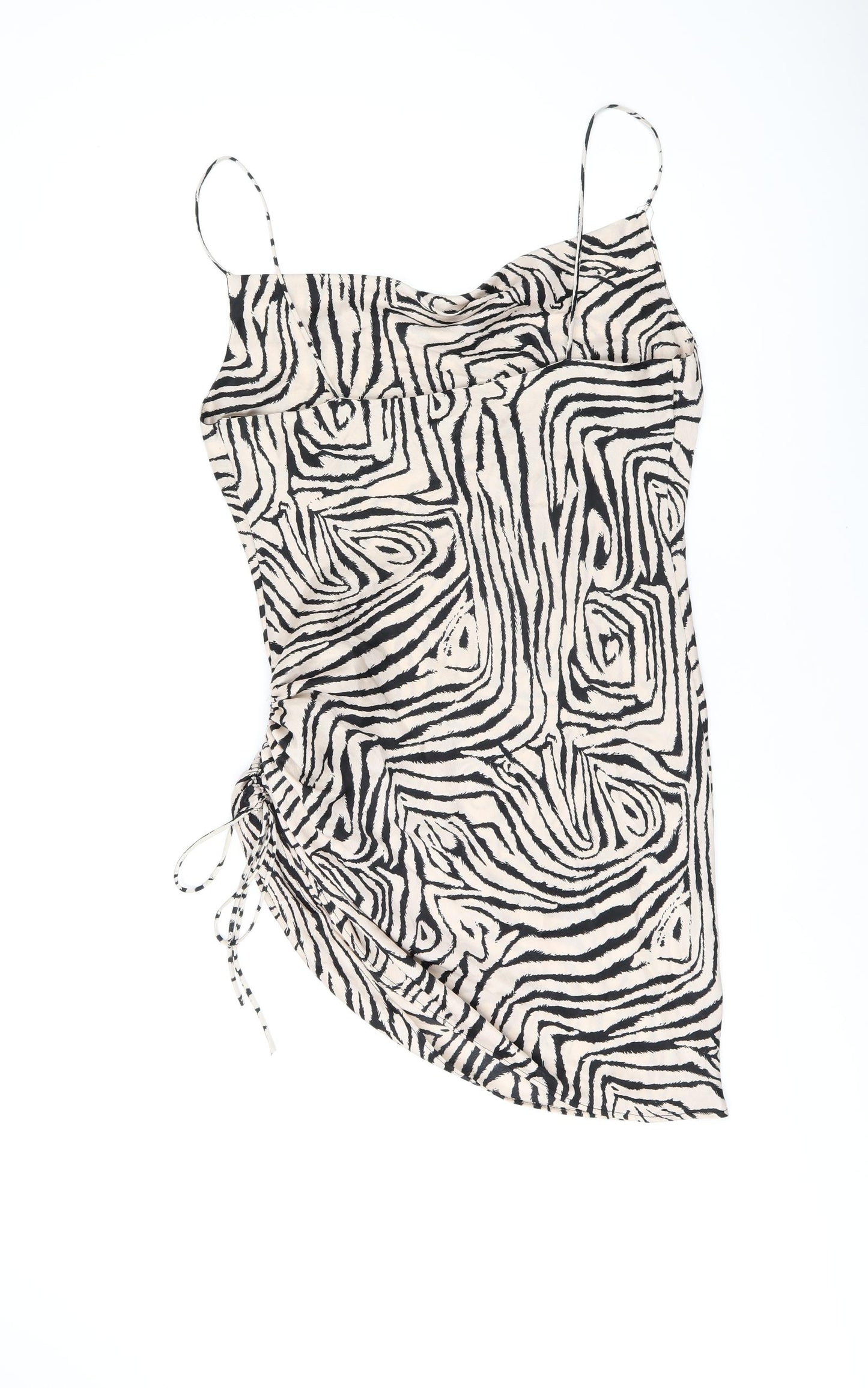 Topshop Womens Beige Animal Print Polyester Mini Size 12 Cowl Neck Pullover