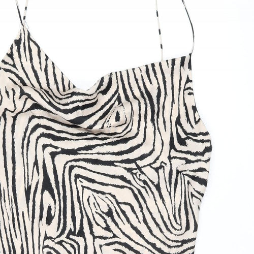 Topshop Womens Beige Animal Print Polyester Mini Size 12 Cowl Neck Pullover