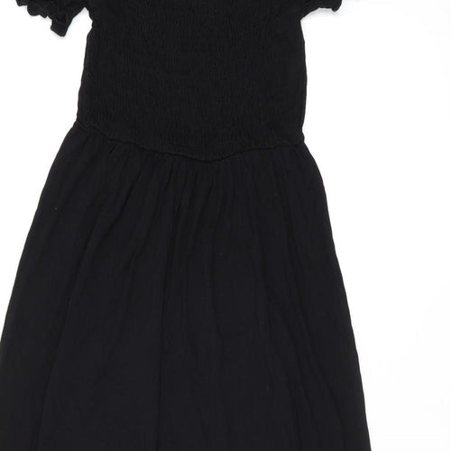 ASOS Womens Black Viscose A-Line Size 8 Off the Shoulder Pullover