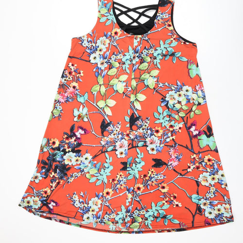 Nicole Collection Womens Red Floral Polyester Shift Size M Round Neck Pullover