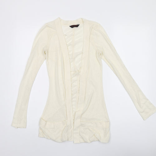 Miss Selfridge Womens Ivory V-Neck Polyester Cardigan Jumper Size 6