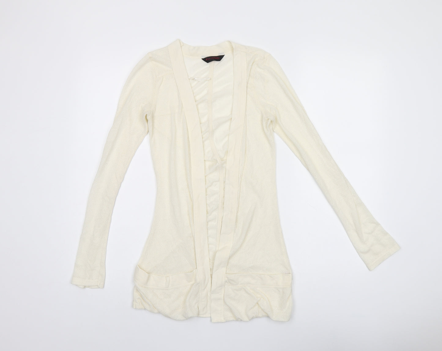 Miss Selfridge Womens Ivory V-Neck Polyester Cardigan Jumper Size 6