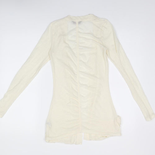 Miss Selfridge Womens Ivory V-Neck Polyester Cardigan Jumper Size 6