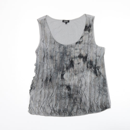 Per Una Womens Grey Polyester Basic T-Shirt Size 18 Scoop Neck - Frill Detail