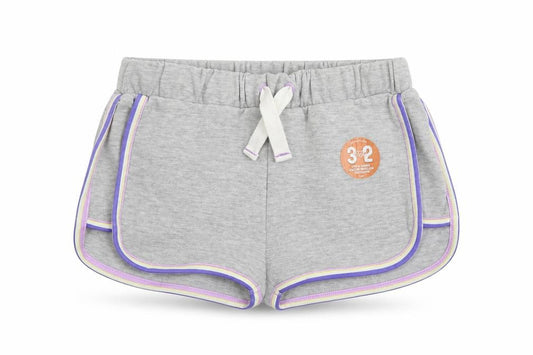 Marks and Spencer Girls Grey Cotton Sweat Shorts Size 6-7 Years Regular Drawstring - Contrasting Trim