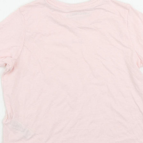 Marks and Spencer Girls Pink Cotton Pullover T-Shirt Size 8-9 Years Crew Neck - Kindness