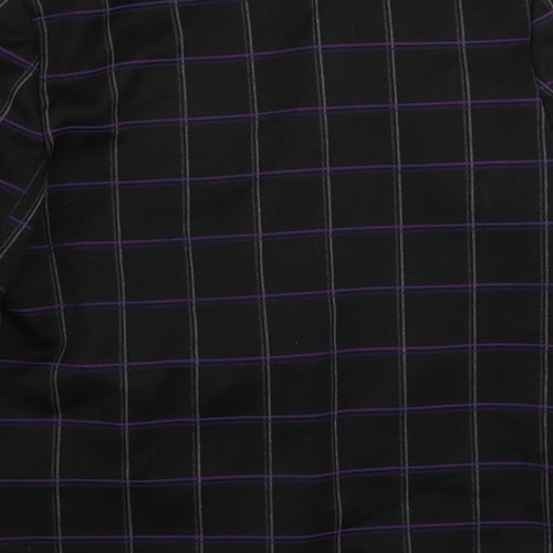 Richards Womens Black Plaid Jacket Blazer Size 14 Button