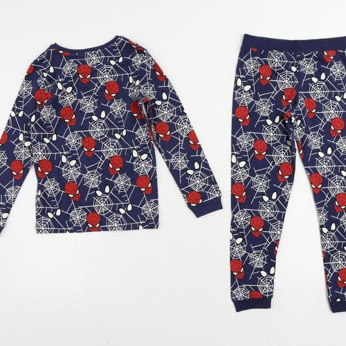 Marks and Spencer Boys Blue Geometric Cotton Pyjama Set Size 6-7 Years Pullover - Spider-Man
