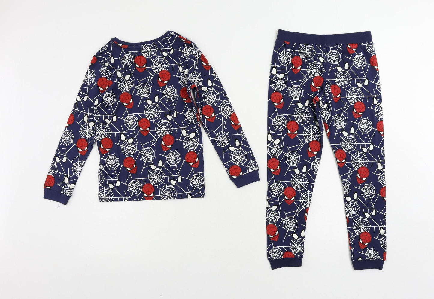 Marks and Spencer Boys Blue Geometric Cotton Pyjama Set Size 6-7 Years Pullover - Spider-Man
