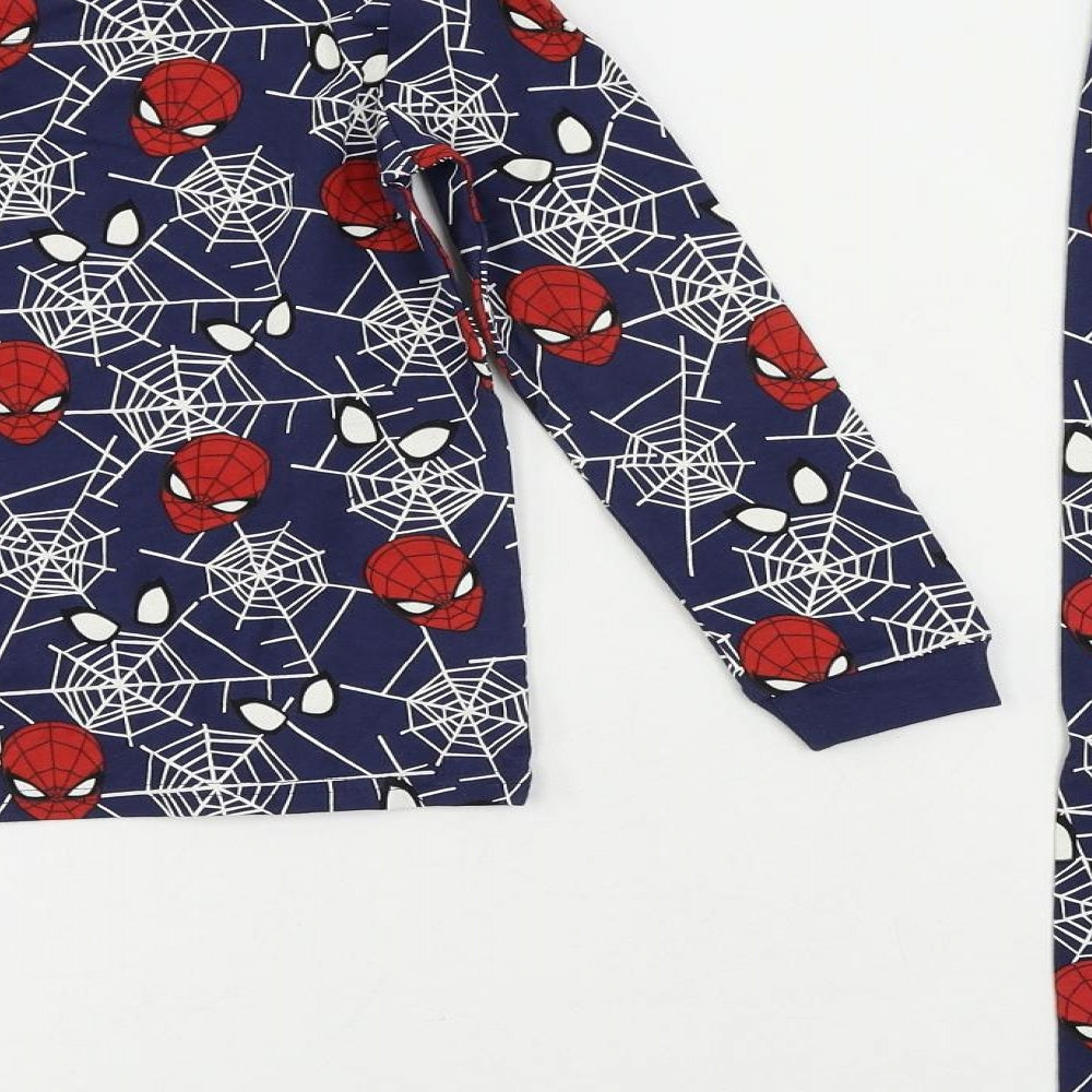 Marks and Spencer Boys Blue Geometric Cotton Pyjama Set Size 6-7 Years Pullover - Spider-Man