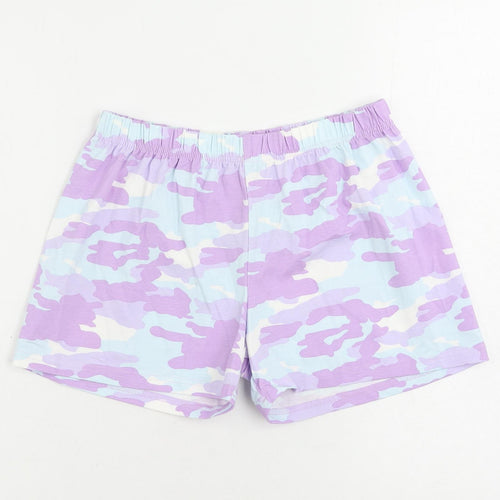Marks and Spencer Girls Purple Camouflage Cotton Cami Sleep Shorts Size 14-15 Years