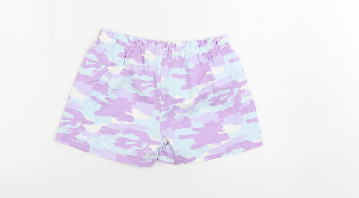 Marks and Spencer Girls Purple Camouflage Cotton Cami Sleep Shorts Size 14-15 Years