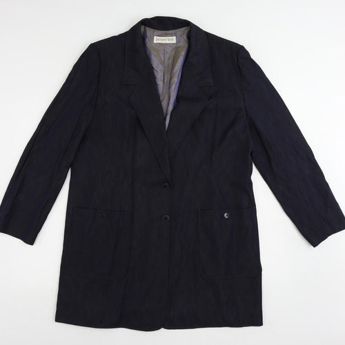 Jacques Vert Womens Blue Overcoat Coat Size 20 Button