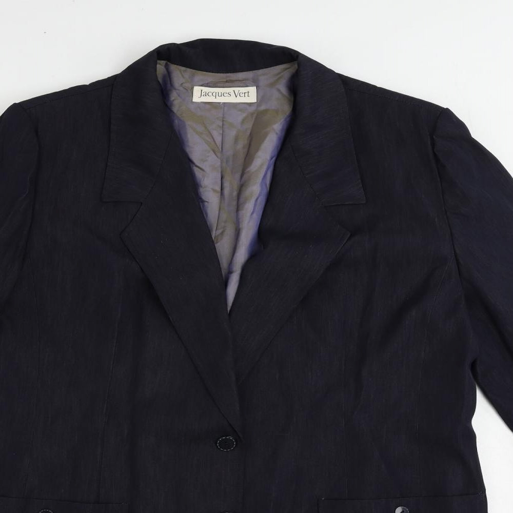 Jacques Vert Womens Blue Overcoat Coat Size 20 Button