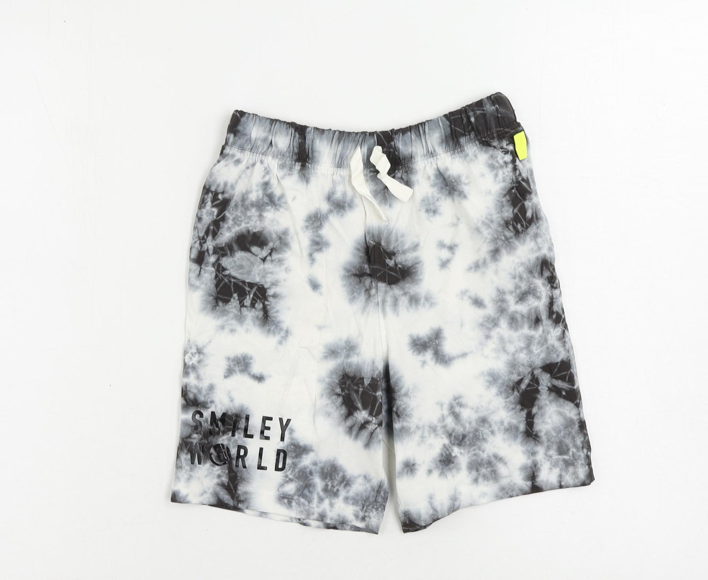 Marks and Spencer Boys Grey Solid Cotton Sleep Shorts Size 8-9 Years Drawstring - Tie Dye