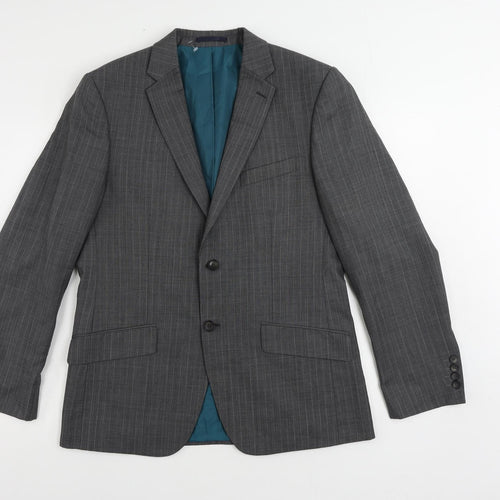 Marks and Spencer Mens Grey Striped Wool Jacket Suit Jacket Size 40 Regular
