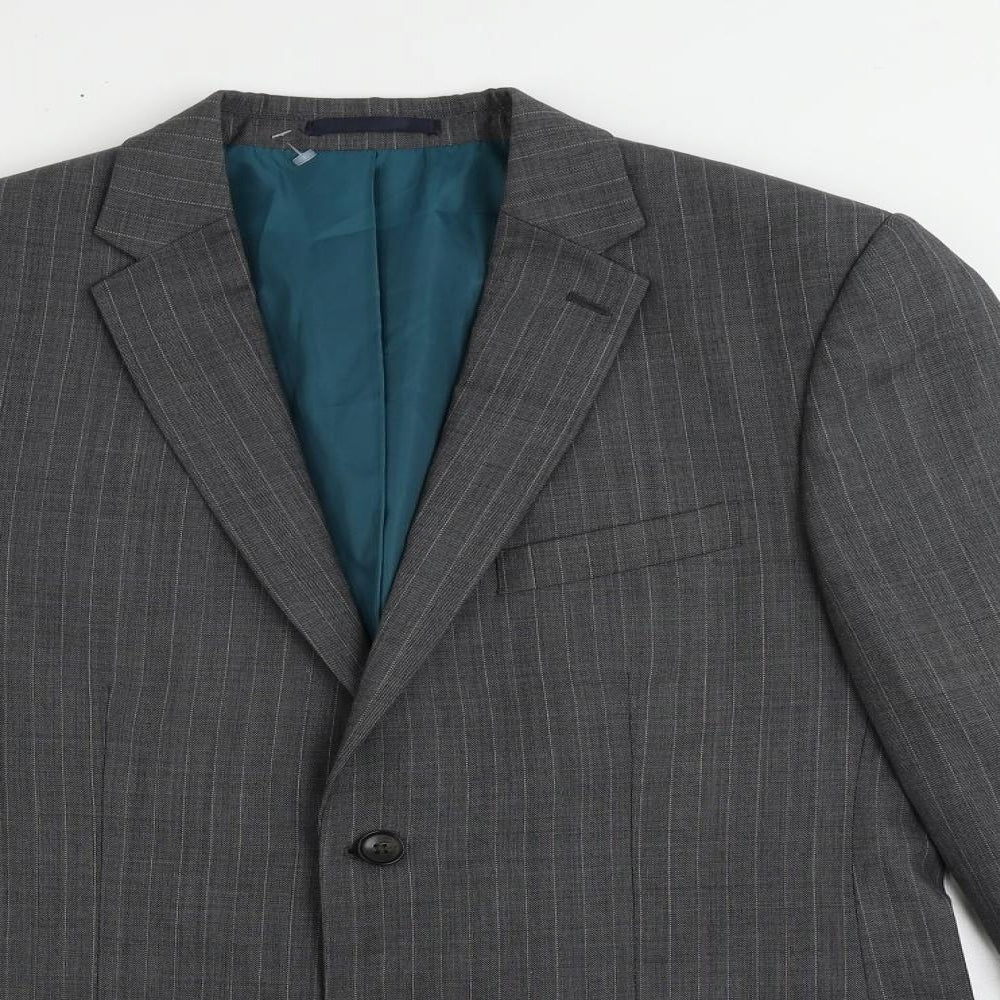 Marks and Spencer Mens Grey Striped Wool Jacket Suit Jacket Size 40 Regular