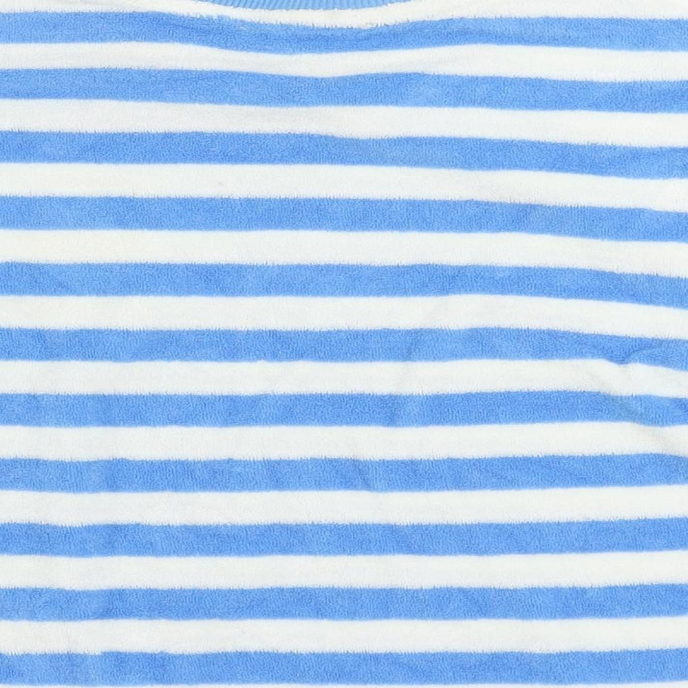 Marks and Spencer Girls Blue Striped Cotton Pullover T-Shirt Size 4-5 Years Crew Neck Pullover