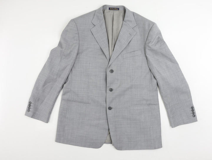 HeiLan Home Mens Grey Polyester Jacket Suit Jacket Size 42 Regular