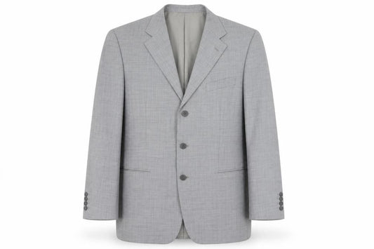 Front view of HeiLan Home men’s grey polyester jacket suit jacket, size 42, regular