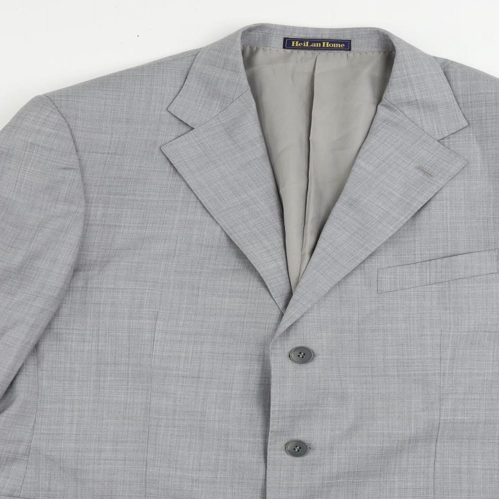 HeiLan Home Mens Grey Polyester Jacket Suit Jacket Size 42 Regular