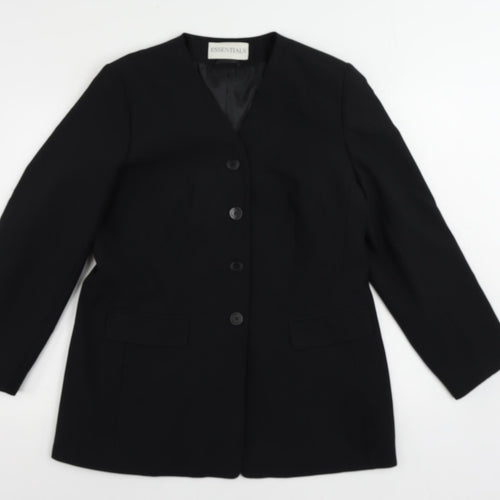 Essentials Womens Black Jacket Blazer Size 16 Button