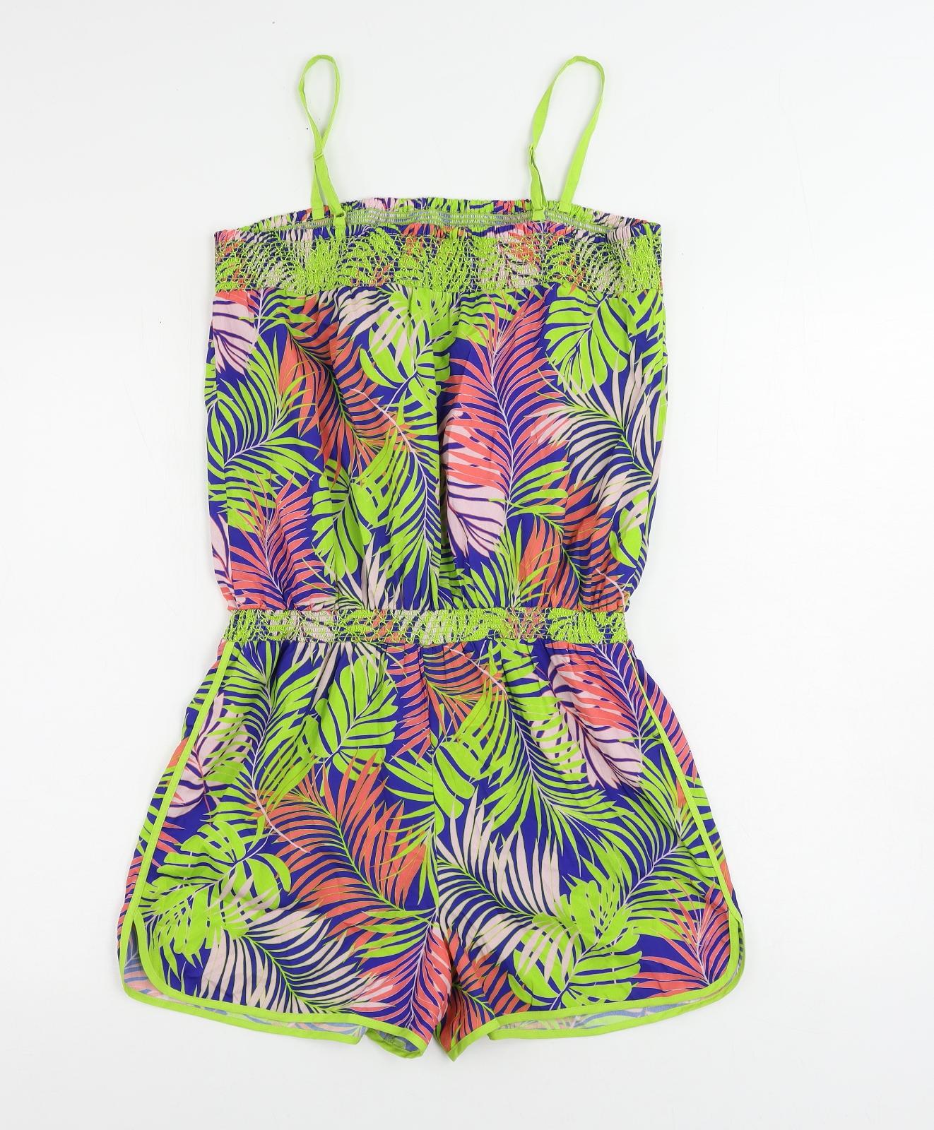 Monsoon Girls Multicoloured Geometric Polyester Playsuit One-Piece Size 14-15 Years - Elastic Waist