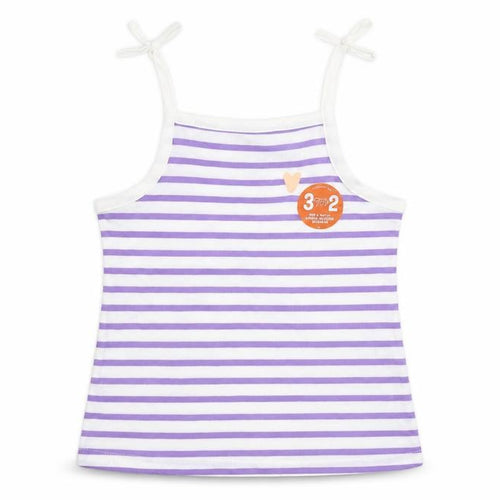Marks and Spencer Girls Purple Striped Cotton Camisole Tank Size 2-3 Years Square Neck