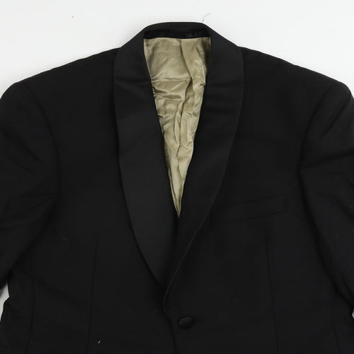 Marks and Spencer Mens Black Wool Tuxedo Suit Jacket Size 38 Regular