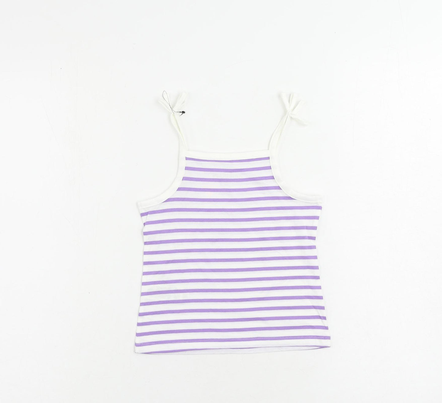 Marks and Spencer Girls Purple Striped Cotton Camisole Tank Size 2-3 Years Square Neck Pullover