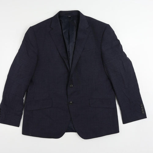 Marks and Spencer Mens Blue Striped Wool Jacket Suit Jacket Size 44 Regular