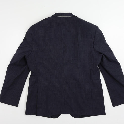 Marks and Spencer Mens Blue Striped Wool Jacket Suit Jacket Size 44 Regular