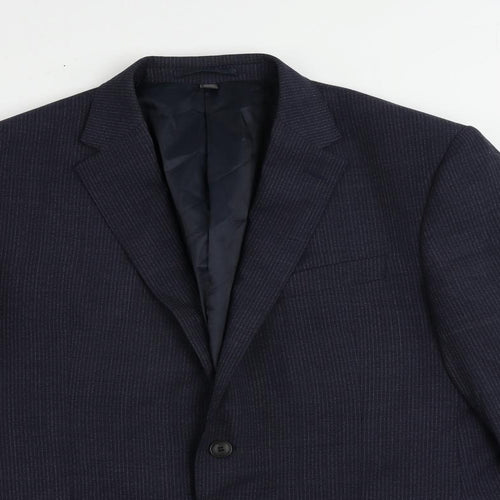 Marks and Spencer Mens Blue Striped Wool Jacket Suit Jacket Size 44 Regular