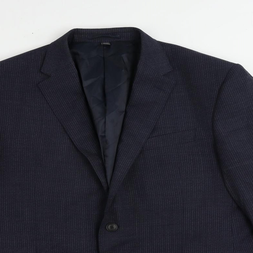 Marks and Spencer Mens Blue Striped Wool Jacket Suit Jacket Size 44 Regular