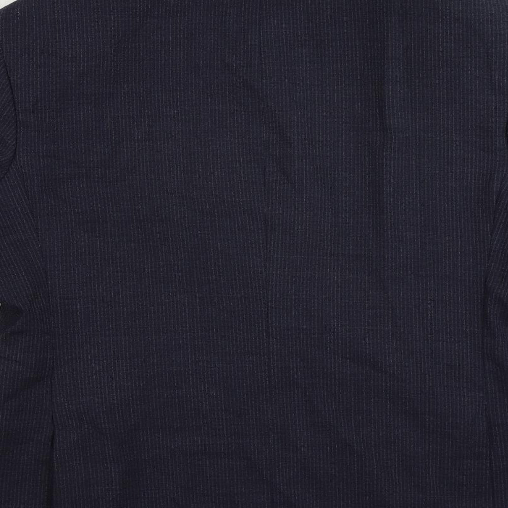 Marks and Spencer Mens Blue Striped Wool Jacket Suit Jacket Size 44 Regular
