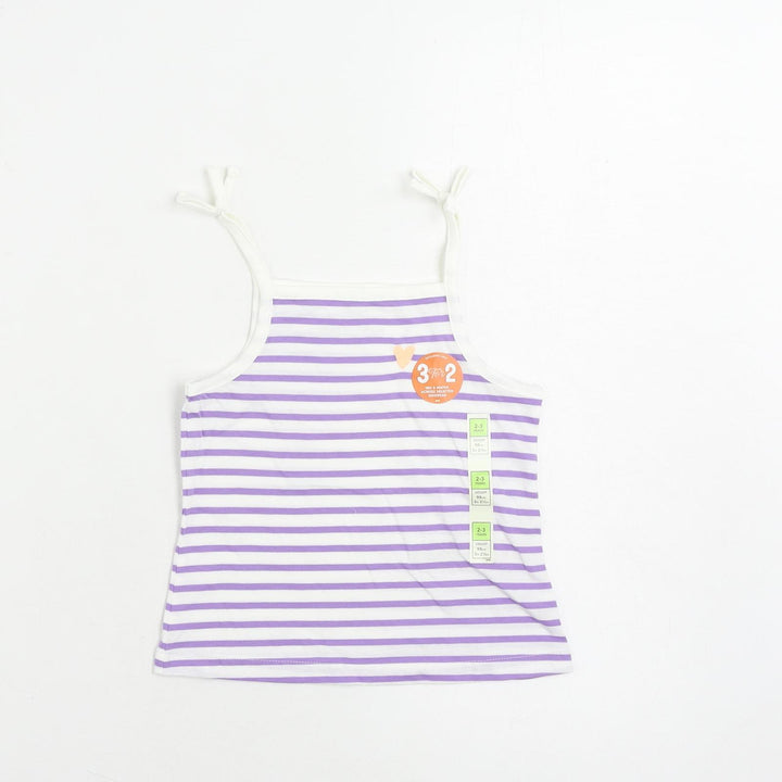 Marks and Spencer Girls Purple Striped Cotton Camisole Tank Size 2-3 Years Square Neck Pullover