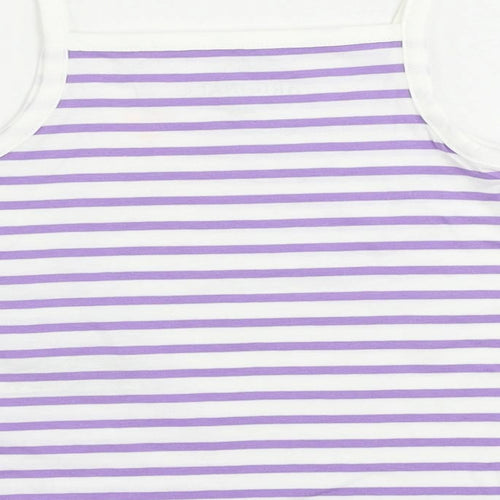 Marks and Spencer Girls Purple Striped Cotton Camisole Tank Size 2-3 Years Square Neck Pullover